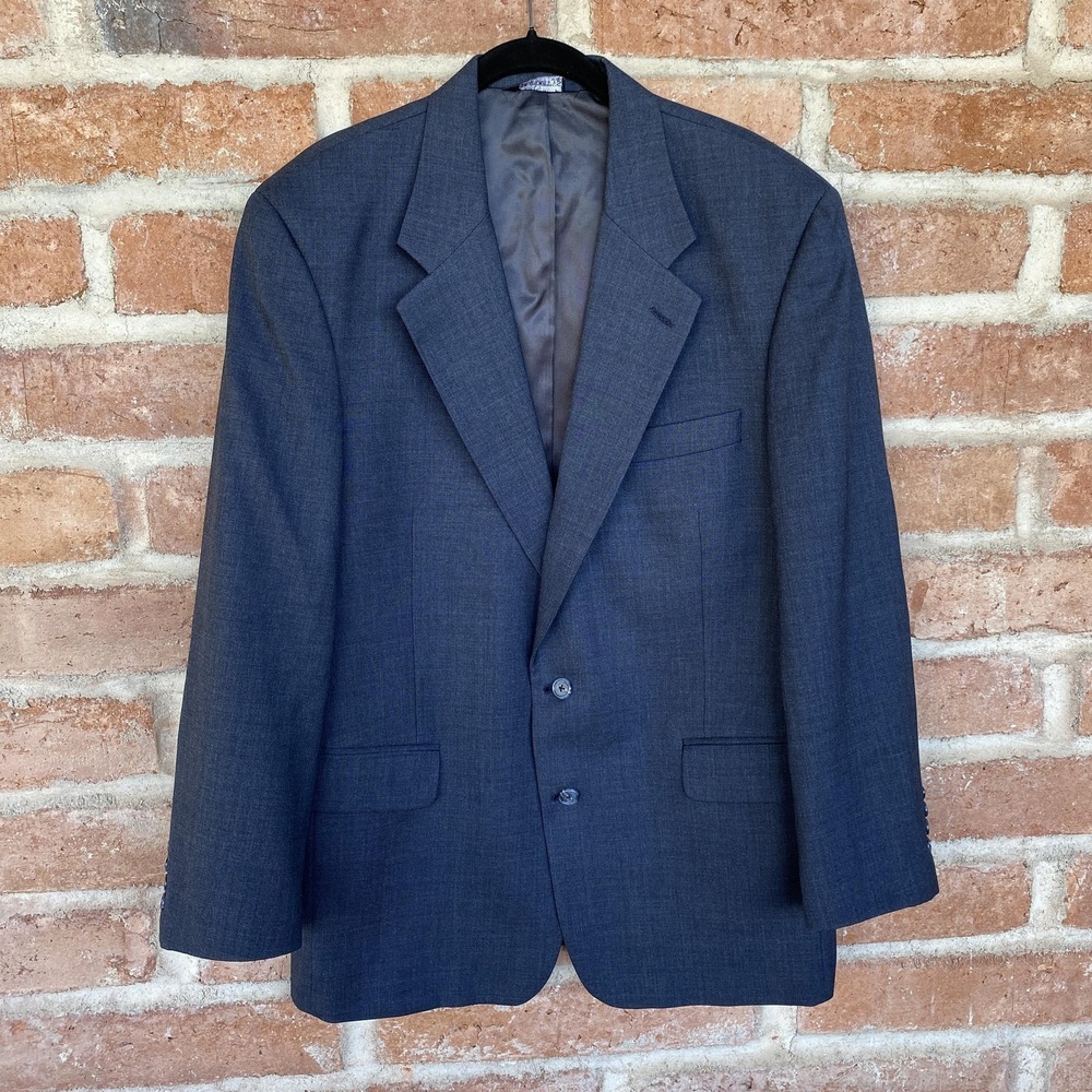 Vintage Burberrys' Blazer Mens 42 Gray 100% Wool Custom Sport Coat Jacket USA